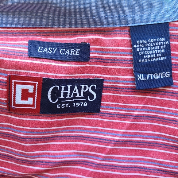 Chaps Men's Long Sleeve Dress Shirt, Size: XL Color: Red - Picture 8 of 14